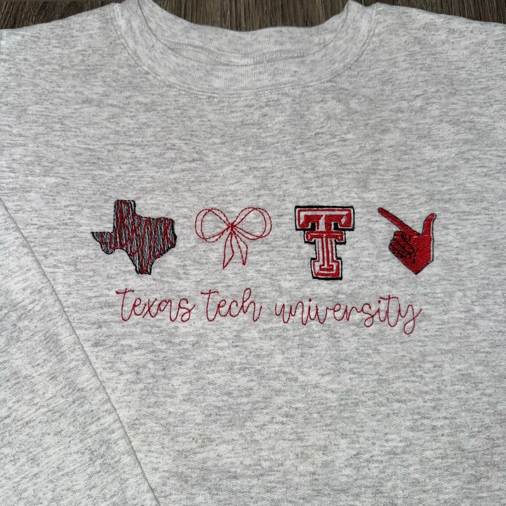 Embroidered Texas Tech University Gray Sweatshirt